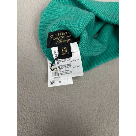 Charter Club 100% Cashmere Teal Knit Beanie Luxury Warm Winter Accessory OS NWTs - Picture 5 of 5
